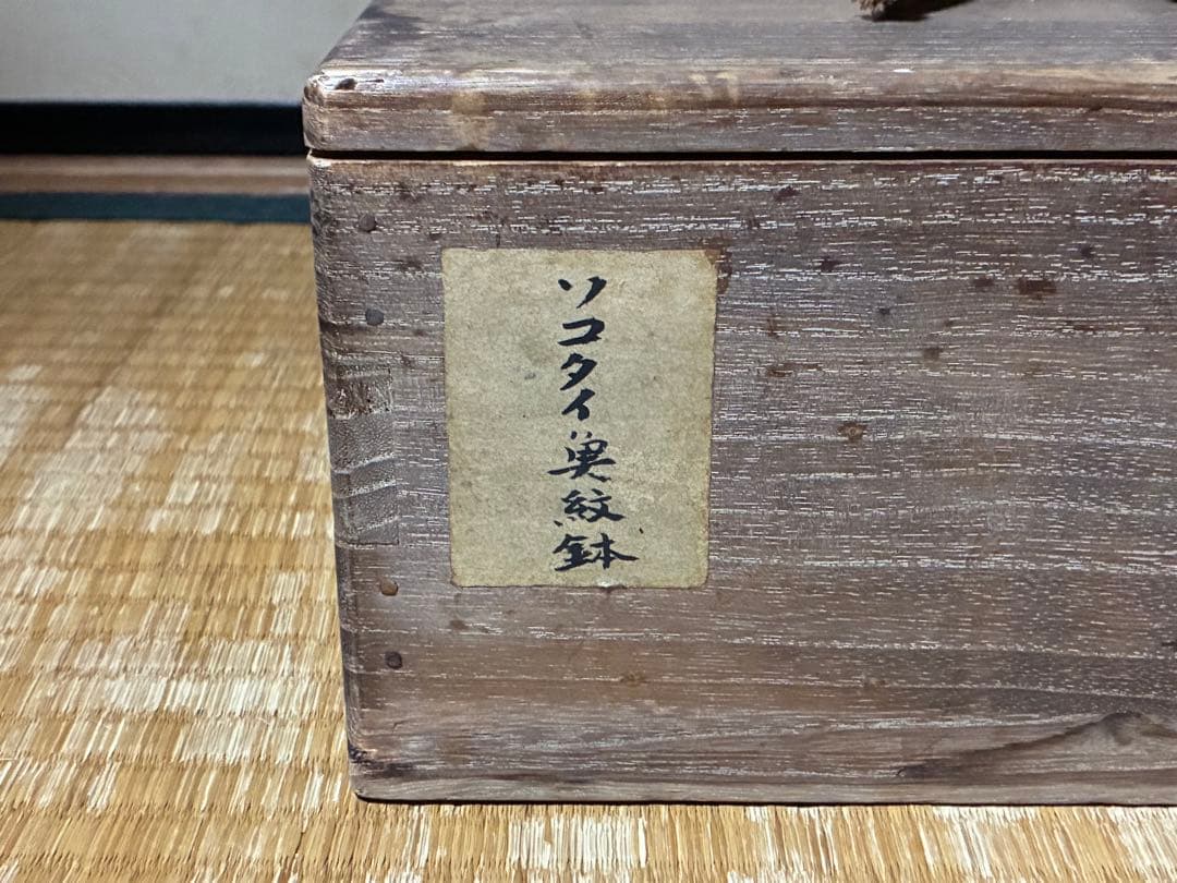 スコータイ ソコタイ 鉄絵タイ焼物 黒呉須 安南 魚紋鉢 箱入 時代物