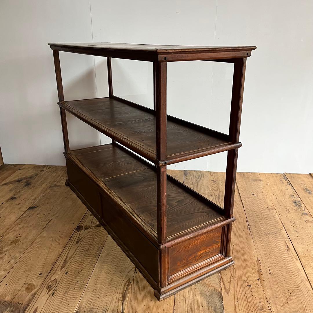 アンティーク ガラス ショーケース カウンター ゆらゆらガラス 無垢材 店舗什器