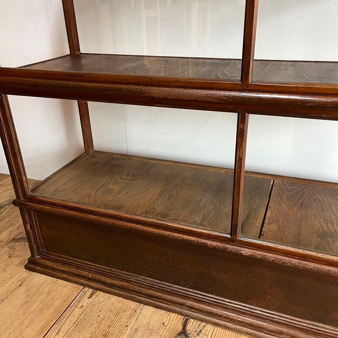 アンティーク ガラス ショーケース カウンター ゆらゆらガラス 無垢材 店舗什器