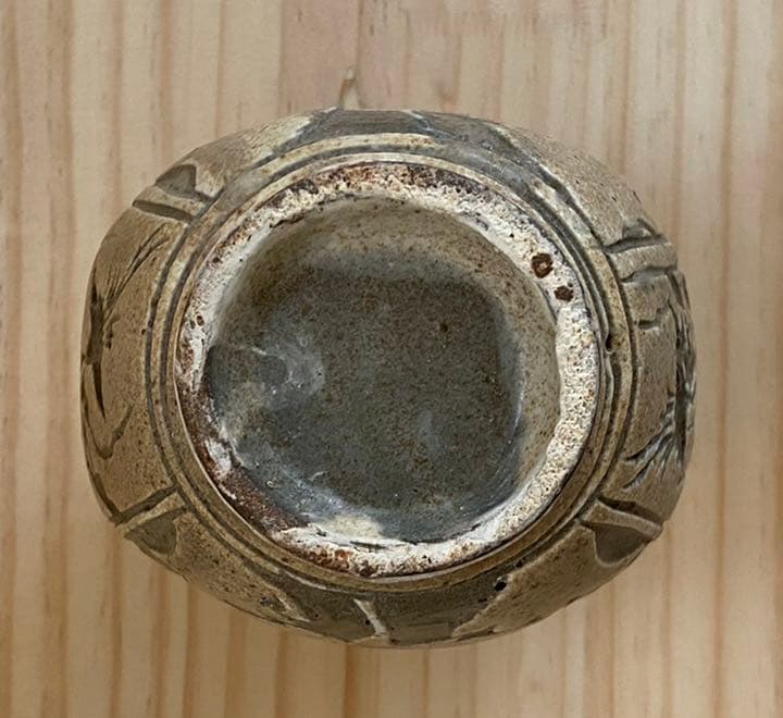 李朝扁壺　掻き落とし　小壺　一輪挿し