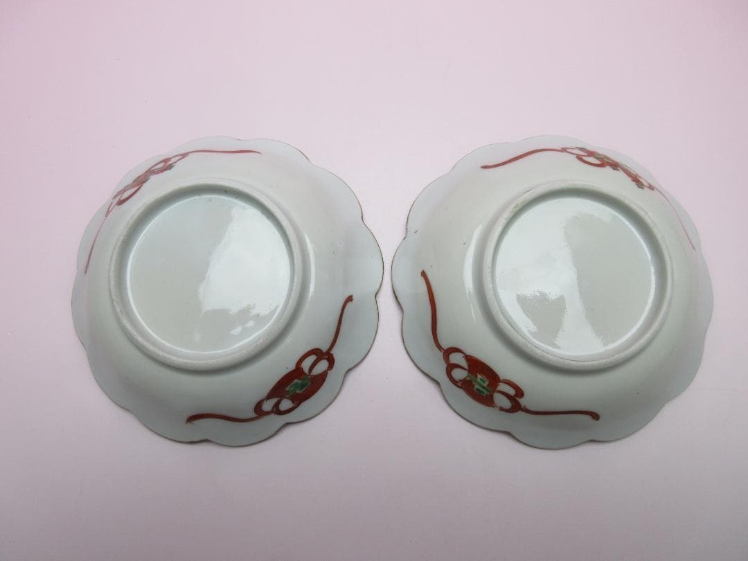 松竹梅 花鳥紋 祥瑞手風 小皿12枚 レトロ アンティーク MOR70627