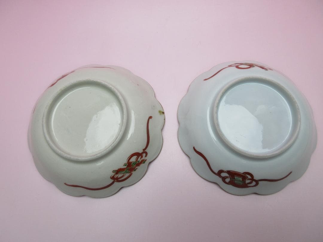 松竹梅 花鳥紋 祥瑞手風 小皿12枚 レトロ アンティーク MOR70627