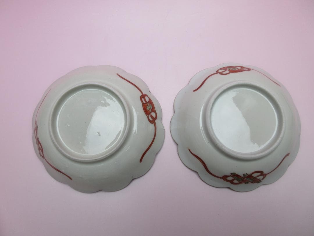 松竹梅 花鳥紋 祥瑞手風 小皿12枚 レトロ アンティーク MOR70627