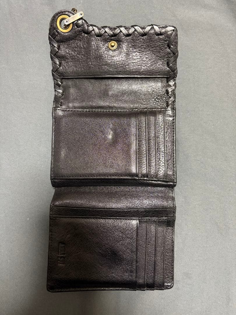 希少✨アナスイ　がま口　三つ折り財布　ダリア　バタフライ　チャーム　ブラック