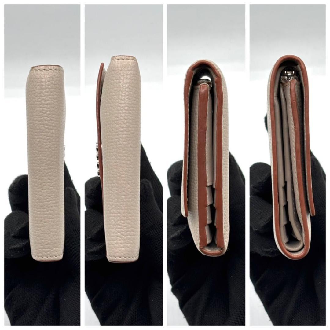 美品 箱袋付属 ロエベ 三つ折り財布 アナグラム ベージュ コンパクト 小銭入れ