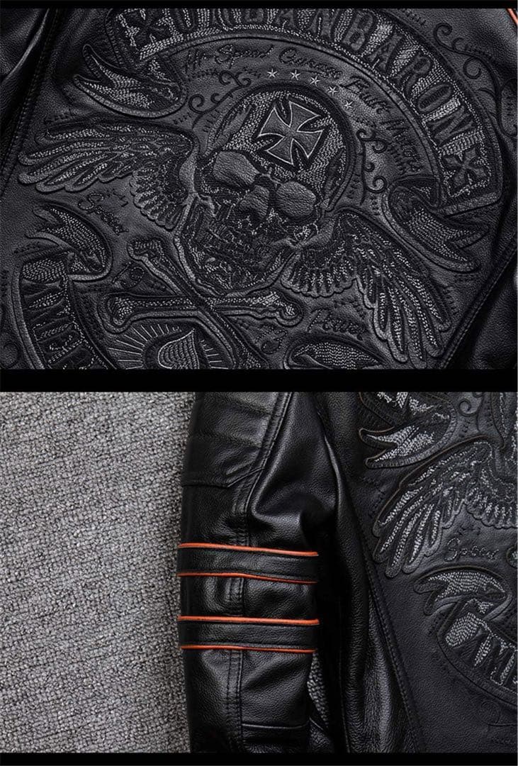 新品未使用 VIIBOY 本革ライダース M 黒 スカル刺繍 即購入OK