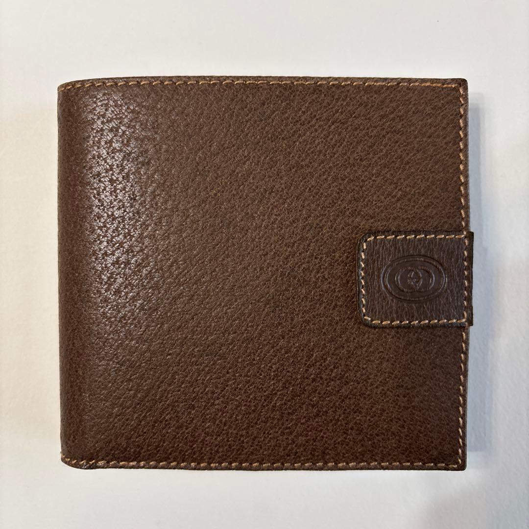 【未使用】 GUCCI オールドグッチ ダークブラウン 二つ折り財布 箱付き