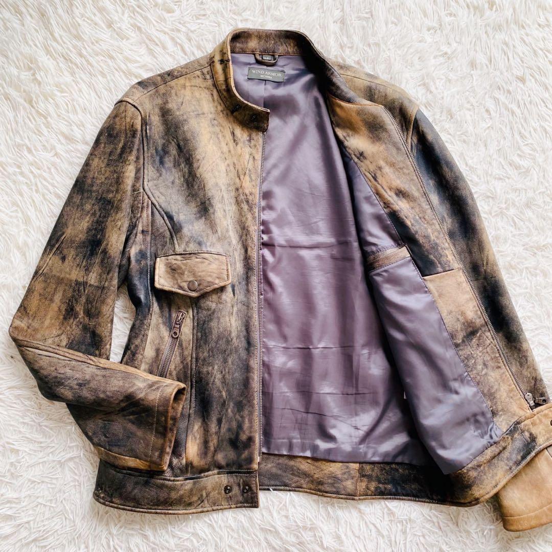 ウィンドアーマー●最上級イタリアンラムレザー●シングルライダースジャケット XL