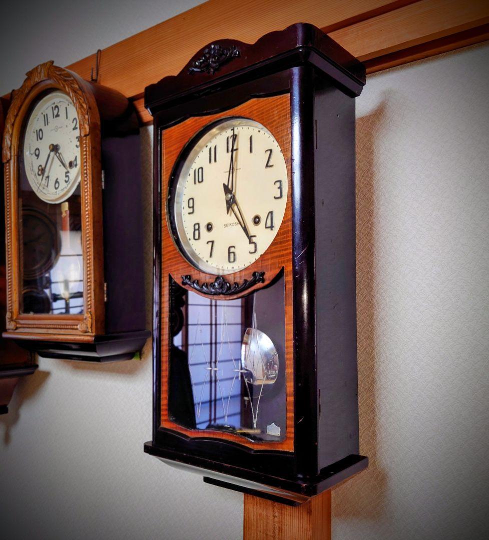 〈完動・美品〉精工舎　宮型ゼンマイ振り子時計　ボンボン時計　古時計掛け時計