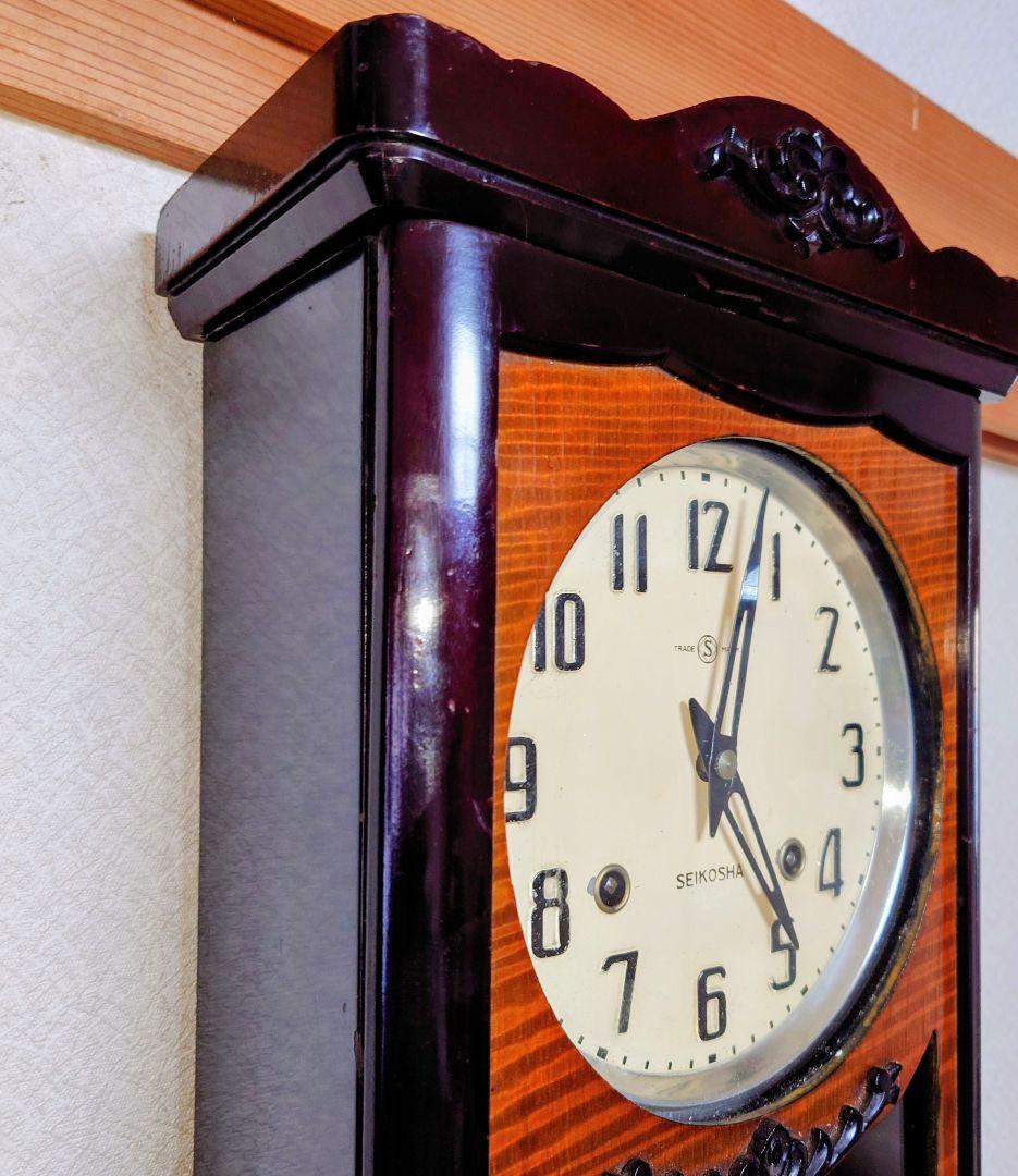 〈完動・美品〉精工舎　宮型ゼンマイ振り子時計　ボンボン時計　古時計掛け時計