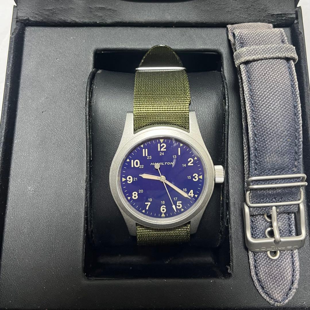 HAMILTON 手巻き時計 ミリタリー 青 Ships