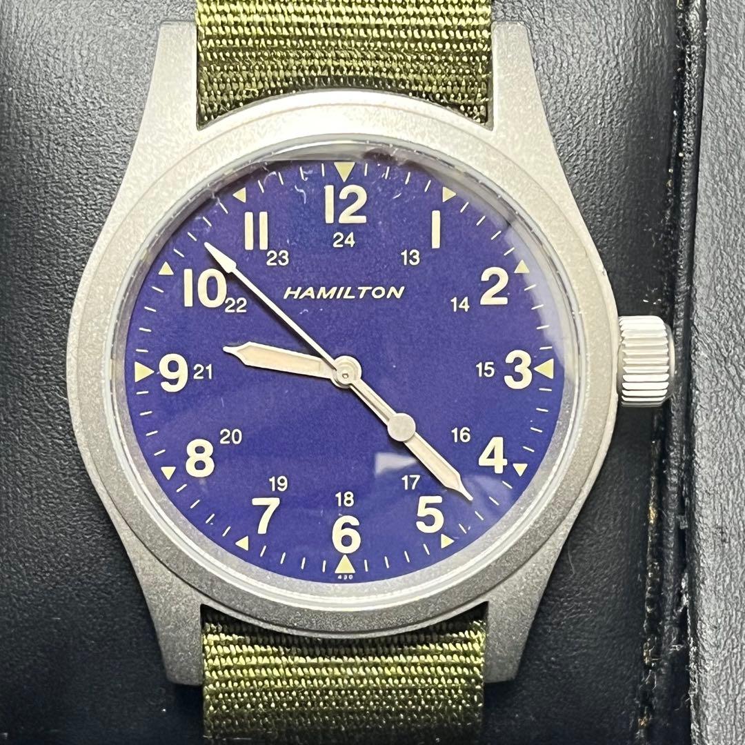 HAMILTON 手巻き時計 ミリタリー 青 Ships