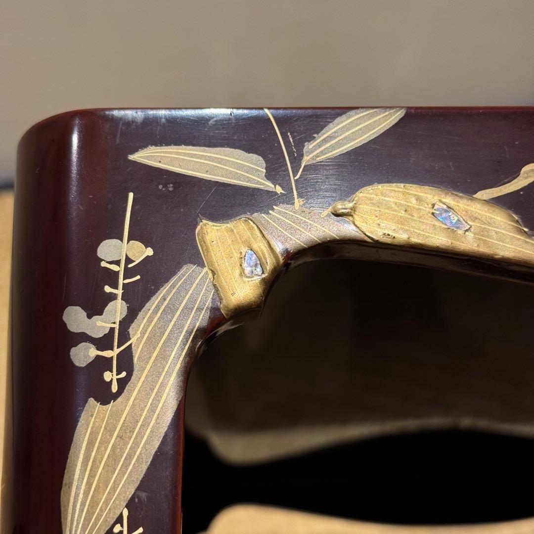 溜塗 堅地 螺鈿 蒔絵 総和台 お膳台 3段重 入れ子式/お重台木製大正昭和輪島