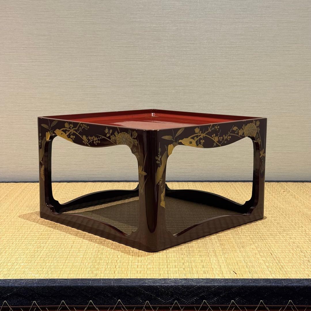 溜塗 堅地 螺鈿 蒔絵 総和台 お膳台 3段重 入れ子式/お重台木製大正昭和輪島