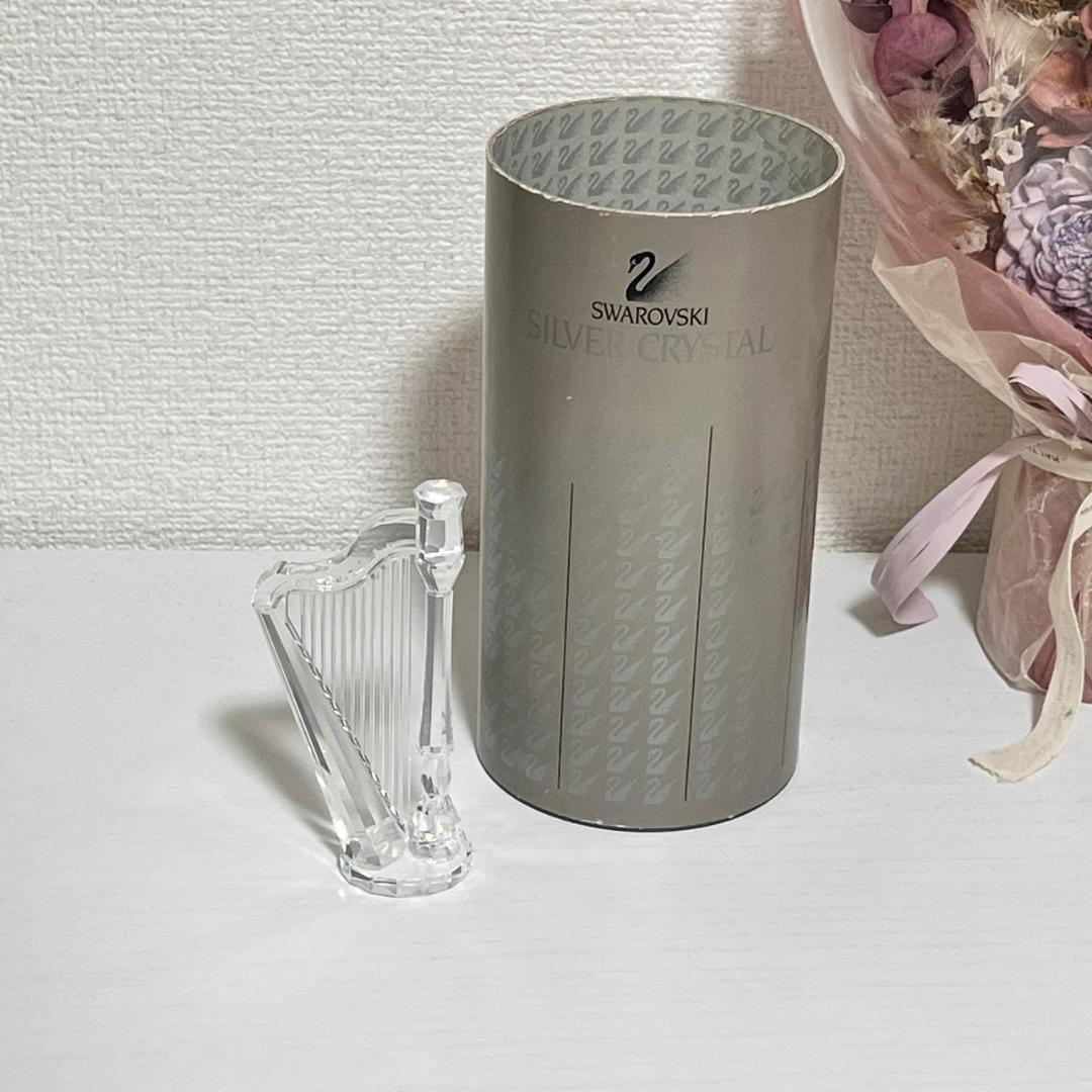 【美品】スワロフスキー クリスタル 置物 ハープ Swarovski