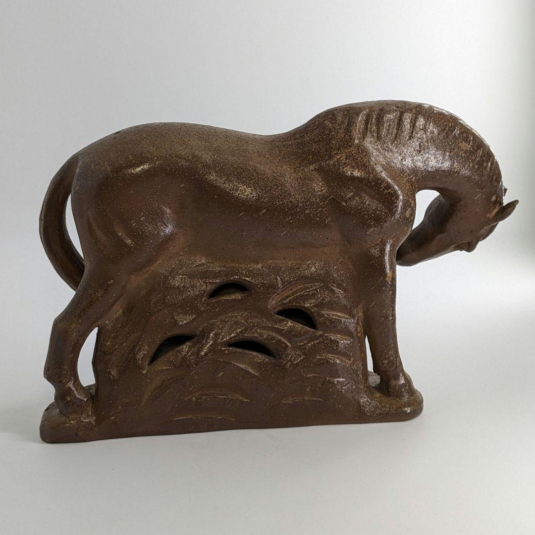 岡山県重要無形文化財 浦上善次 備前焼 午置物 干支 馬 工芸品 細工物 在銘