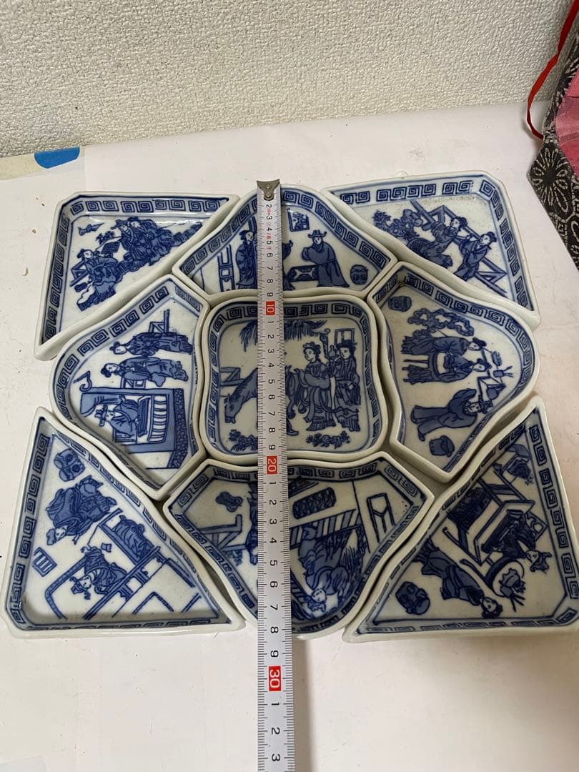 中国古美術　染付　青花小皿　アンティーク　 9点セット　元箱付