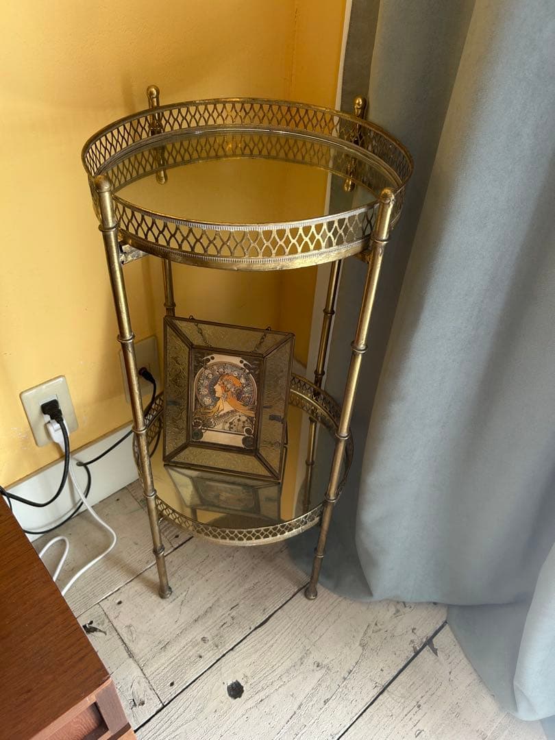 ちぃページ　アンティーク調　サイドテーブル&フロアライト