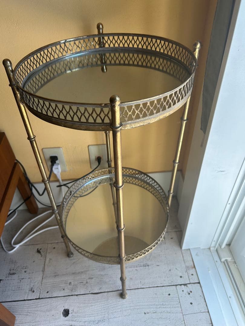 ちぃページ　アンティーク調　サイドテーブル&フロアライト