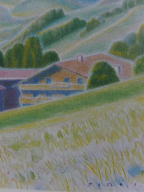 五十嵐　二朗【チロルの真昼(アルプバッハ)】希少画集画、状態良好、新品高級額装付