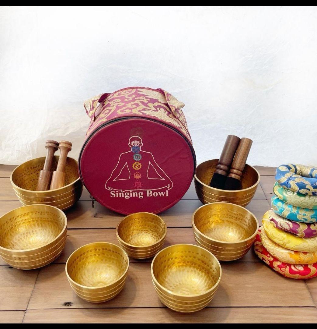 7メタル シンギングボウル 瞑想 チャクラヒーリング 7つセット ネパール