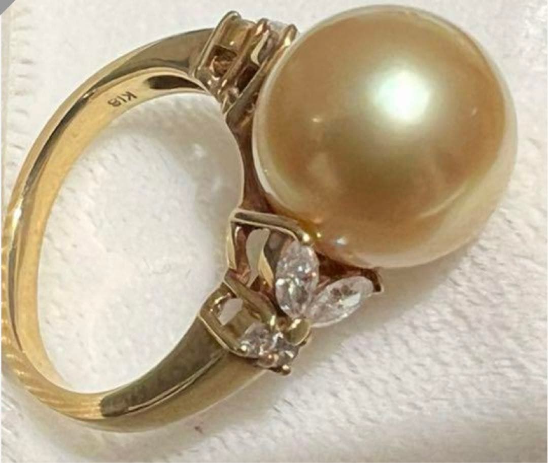 K18南洋ゴールデンパール　ダイヤリング