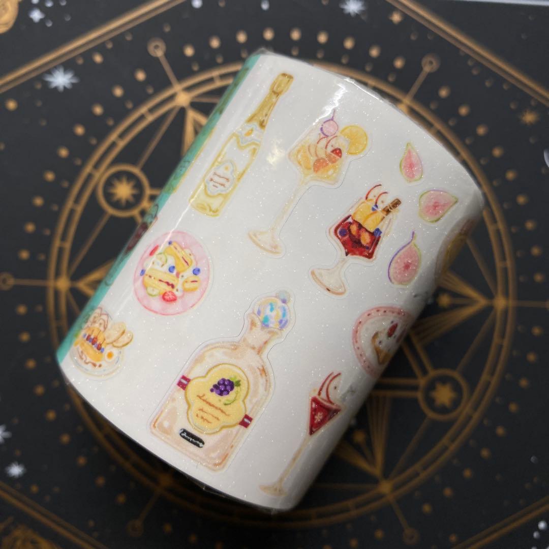 【8916】海外　マステ　5.18m巻　ラメ加工カッティング　デザート　食べ物