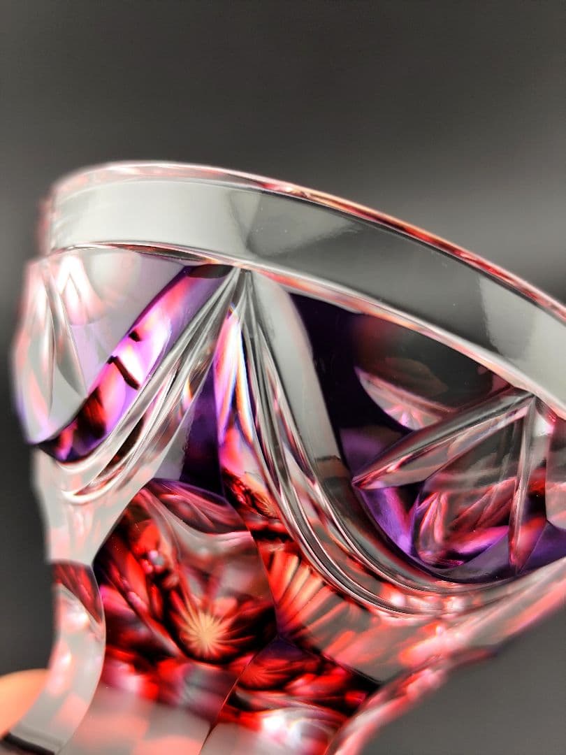 定価45100円☆未使用☆薩摩切子 二色被せ 脚付盃（切子、江戸切子、薩摩切子）