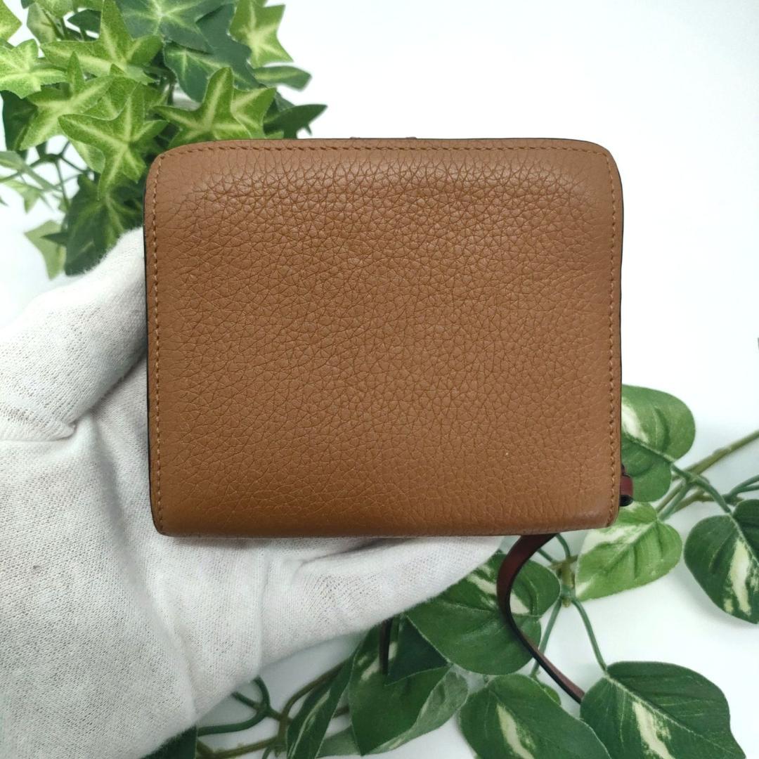 ロエベ　折り財布　コンパクトジップウォレット　ブラウン　アナグラム