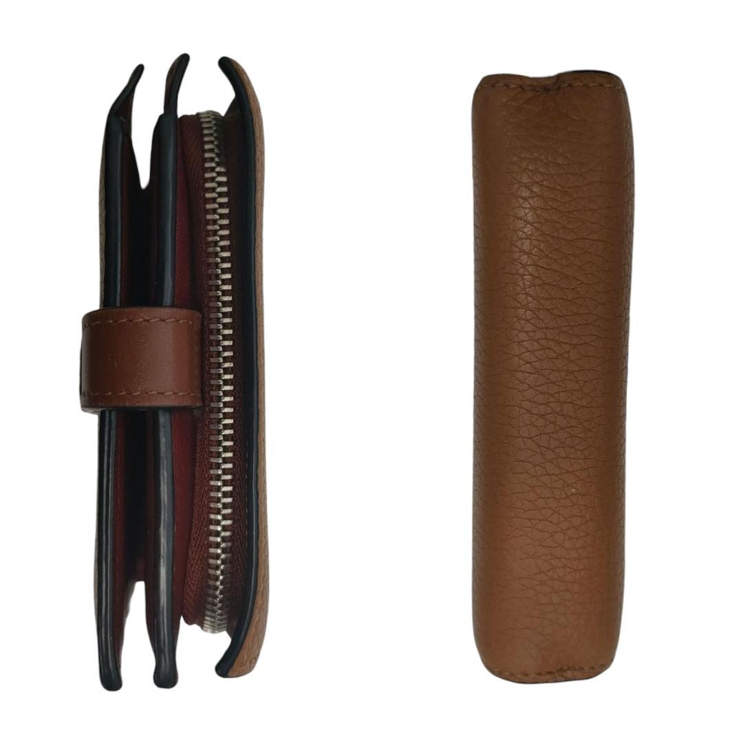 ロエベ　折り財布　コンパクトジップウォレット　ブラウン　アナグラム