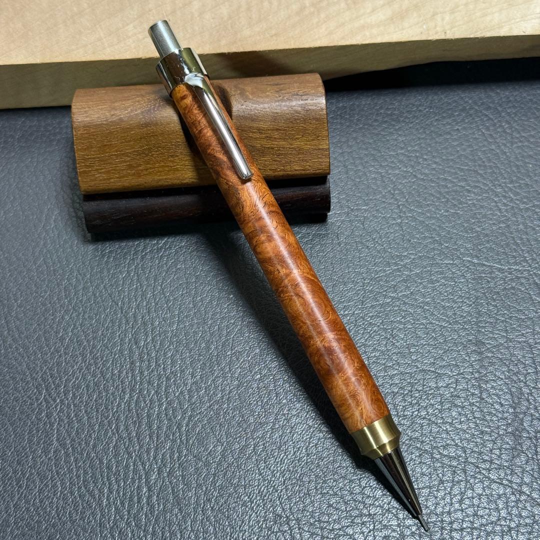 115花梨瘤　木製シャーペン　強低重心ダブルR 真鍮