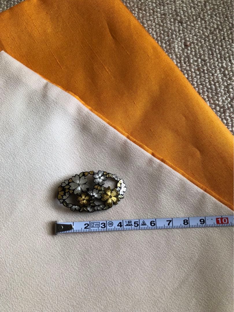 象嵌　ペンダントブローチ　透かし小判　桜