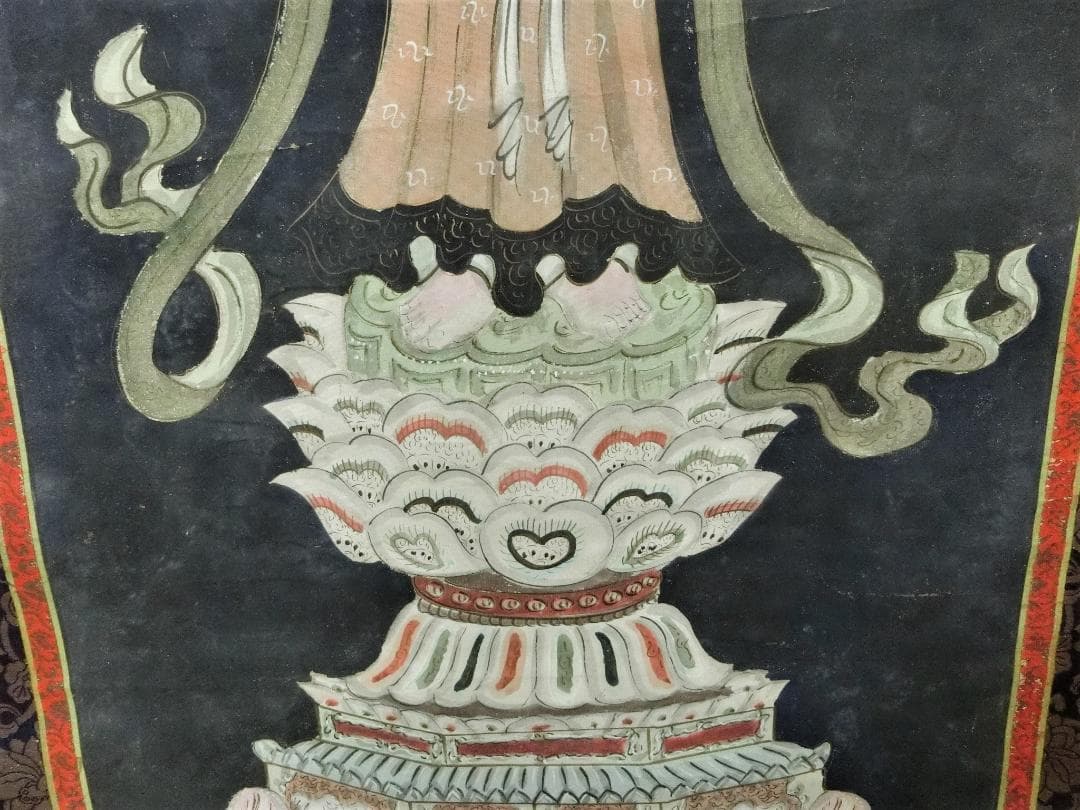 処分価30（金）22時まで【掛軸　仏画　観音様　色彩画・74・軸　骨董古美術】◆