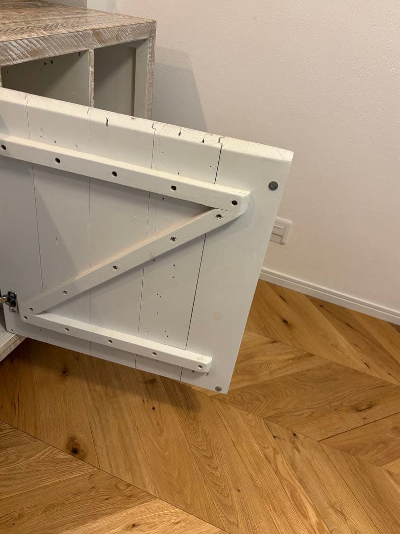 ジャーナルスタンダードファニチャー　ホワイト木製キャビネット オープンシェルフ付