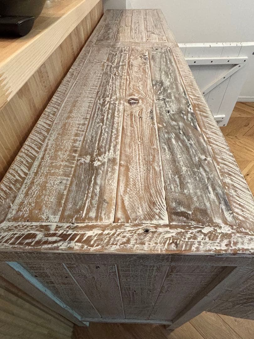 ジャーナルスタンダードファニチャー　ホワイト木製キャビネット オープンシェルフ付