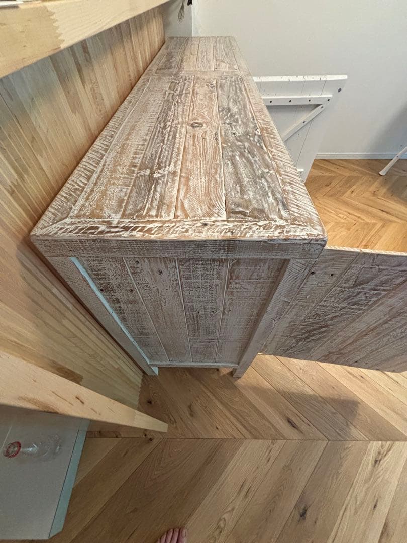 ジャーナルスタンダードファニチャー　ホワイト木製キャビネット オープンシェルフ付