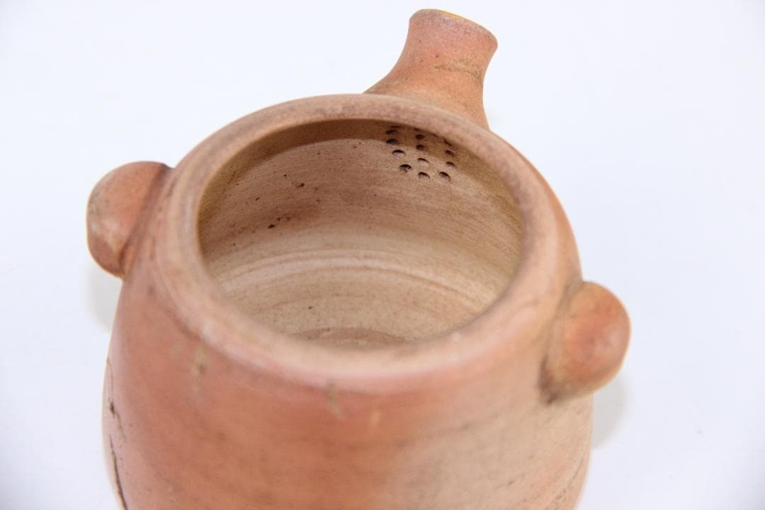 南山焼 柳仙造 朱泥焼締急須 宝瓶　手作り茶日本陶芸 煎茶道具 　EL11-18