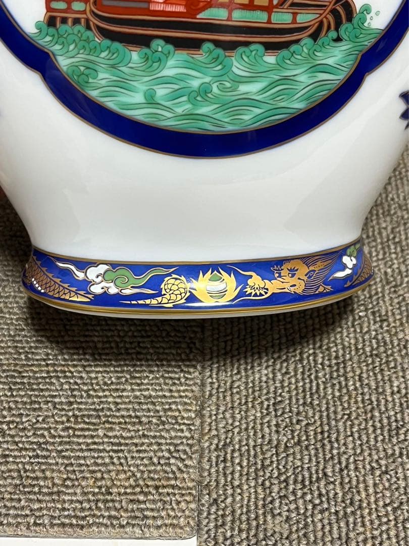 香蘭社 南蛮渡来船 ハイライン 阿蘭陀 オランダ 金彩 花瓶