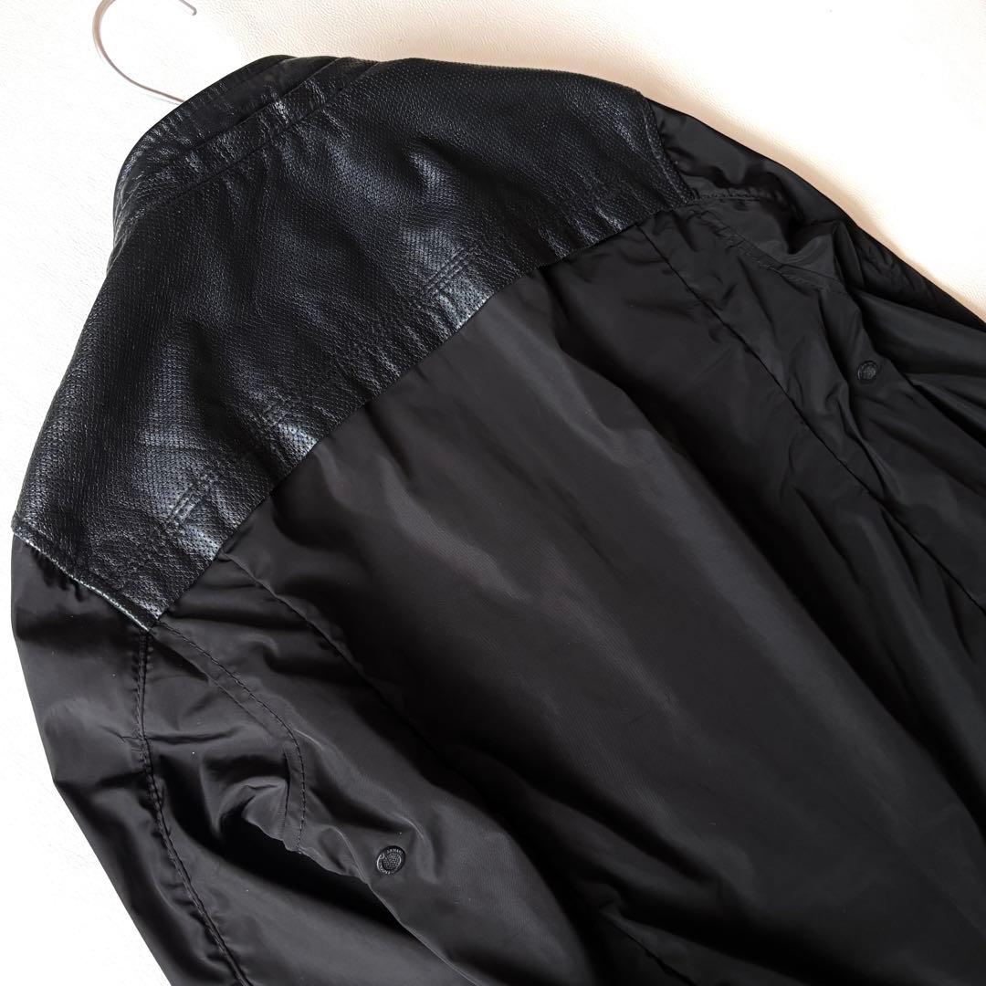 エンポリオアルマーニ　切替　ライダースジャケット　ブルゾン　ラムレザー　ブラック