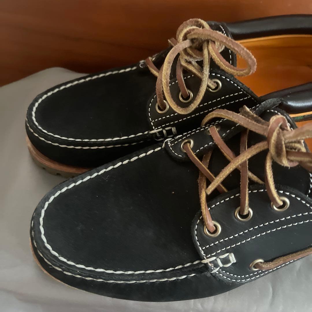 ティンバーランド ブラックレザー デッキシューズ 19529 25cm