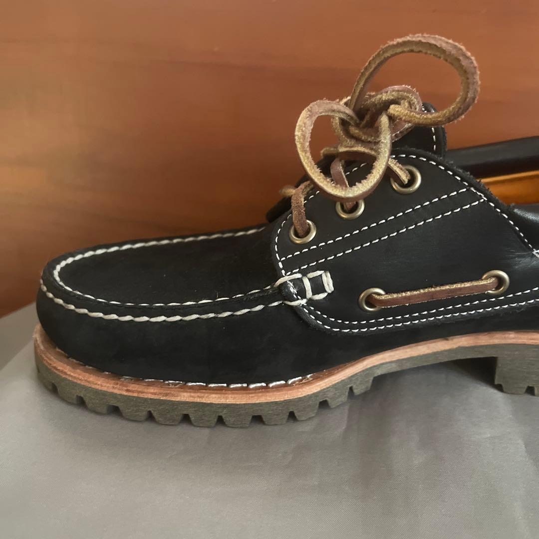 ティンバーランド ブラックレザー デッキシューズ 19529 25cm