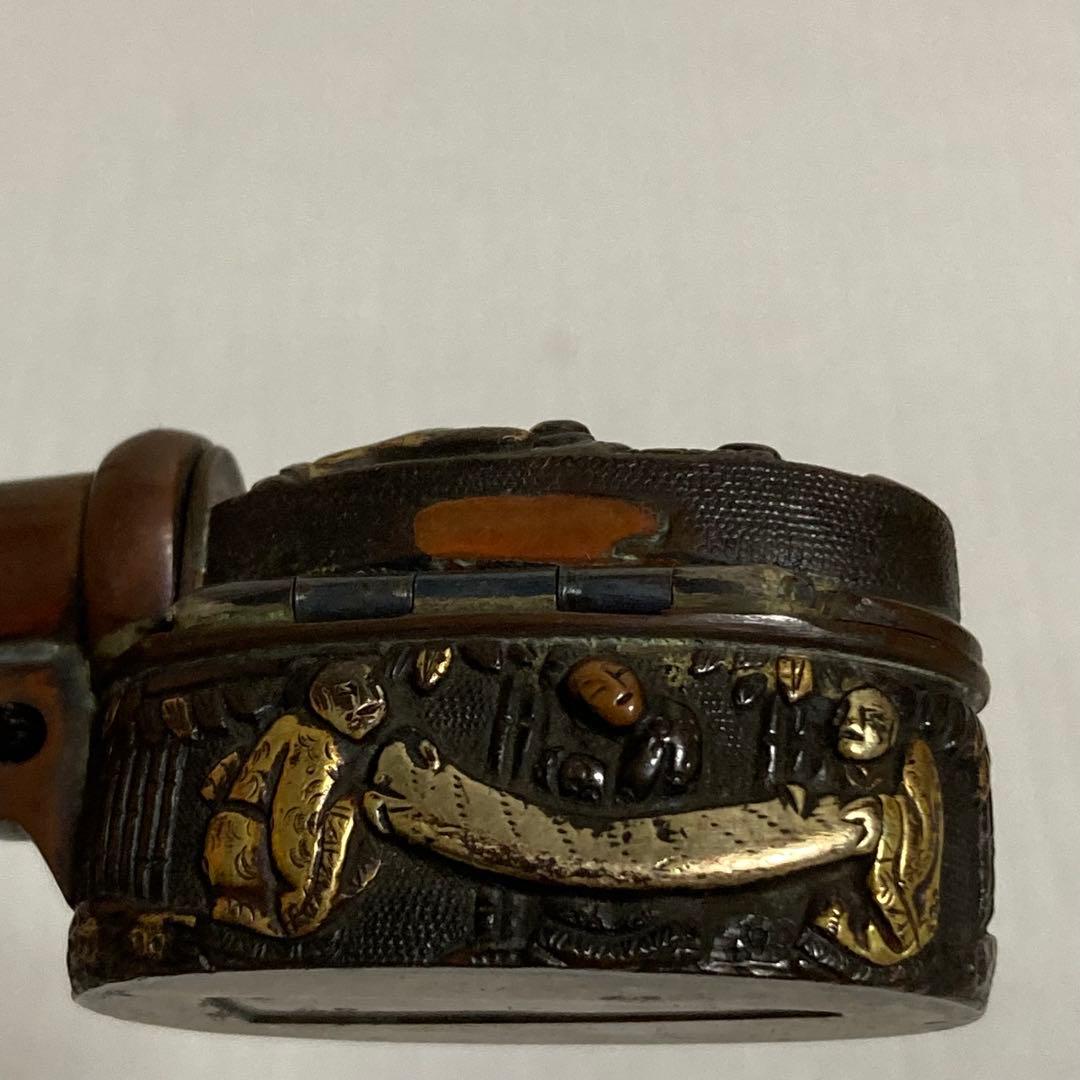 レトロ 時代物 珍品 細密金工象嵌 矢立 古民具 昔の文房具 骨董品 古道具