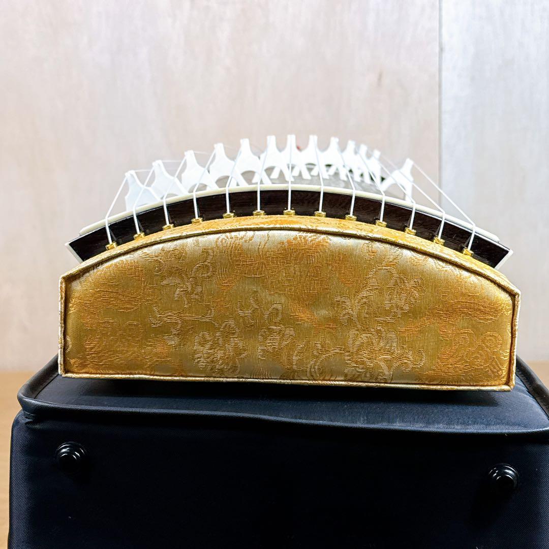 【美品】 ゼンオン 文化箏 高級 立柱ケース 13弦 全長86cm 琴 短琴 箏