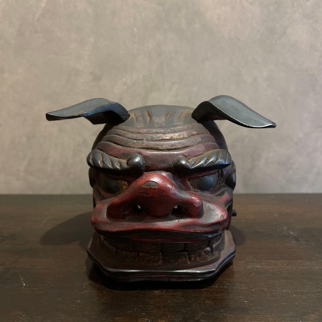 古い　獅子頭　獅子舞　骨董