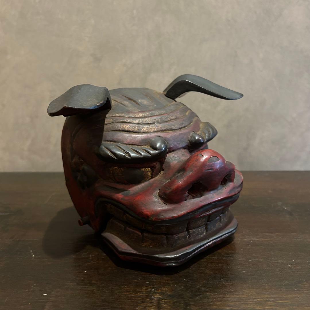 古い　獅子頭　獅子舞　骨董