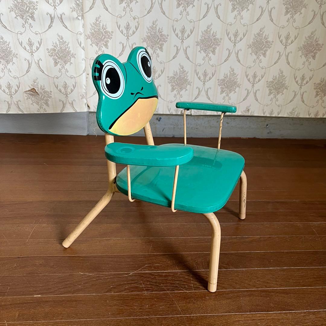 【アンティーク】昭和レトロ カエル ケロヨン 子供用椅子 キッズチェア 笛鳴り