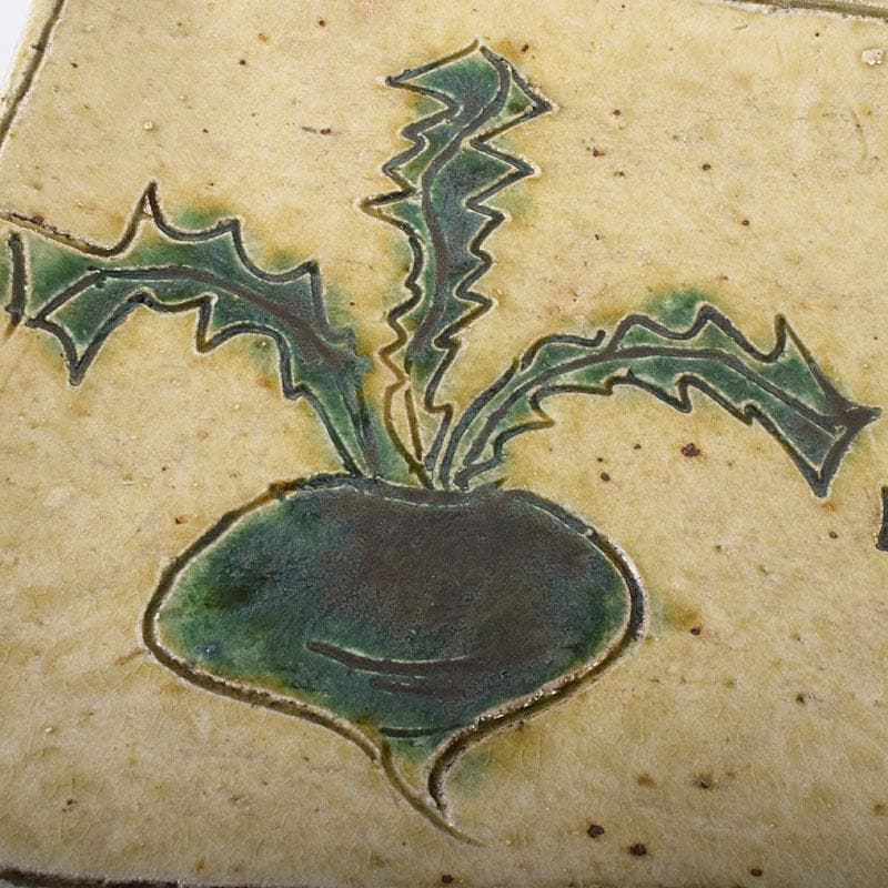 ジムシム　北大路魯山人作　黄瀬戸　織部蕪文　爼大皿　共箱　D　R8120C