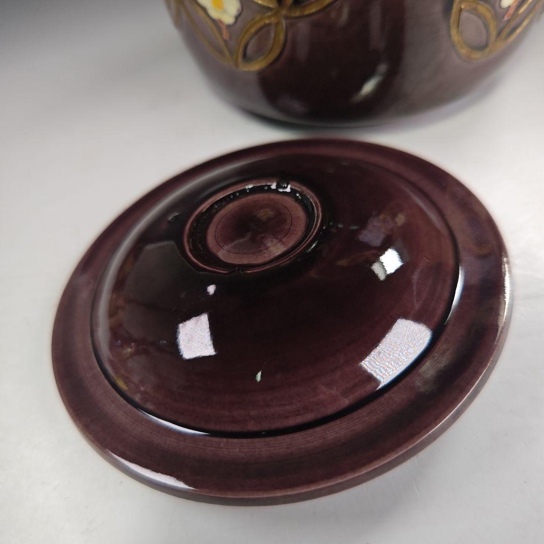 イ991 皆具『平安　中村翠嵐造』『紫交趾　松竹梅紋皆具　共箱』茶道具　水指