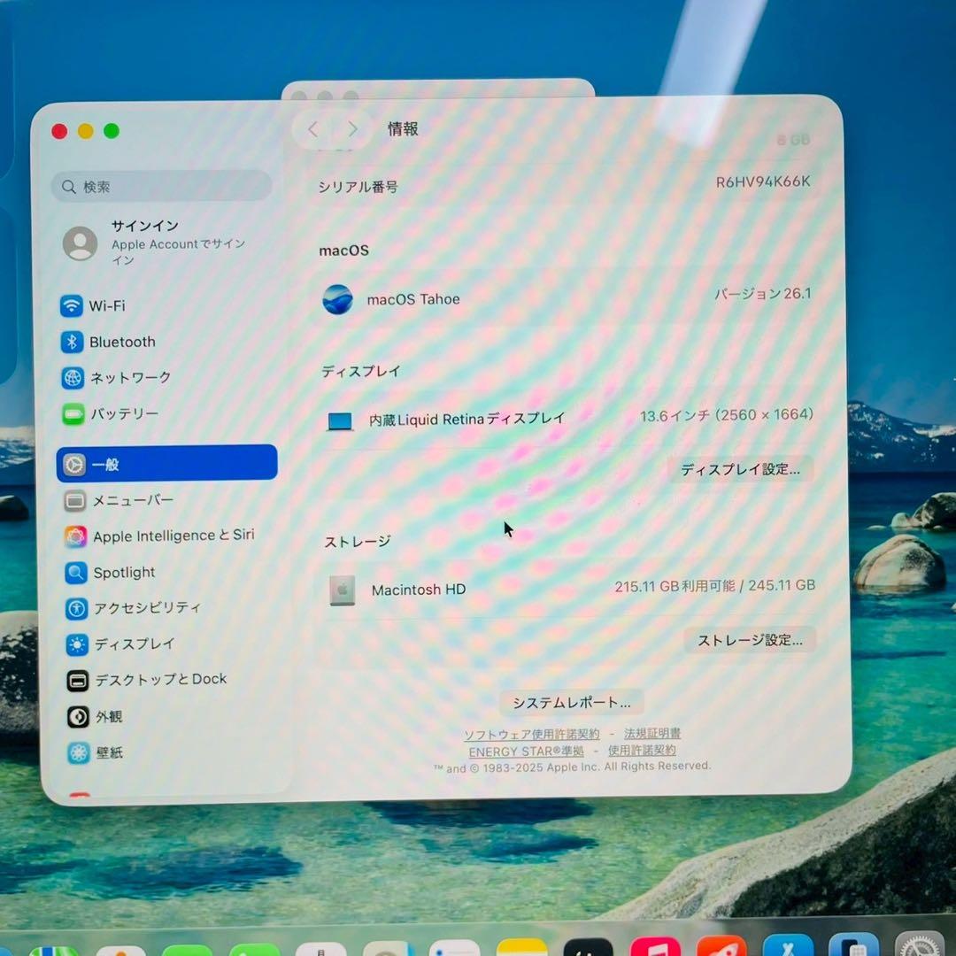 美品 macbook air 2022 M2 8GB 256GB 充放電15回