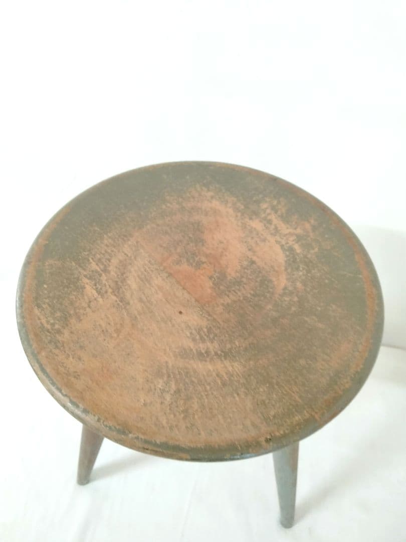 ★　【珍品】木製　丸椅子　金属　スツール 　丸イス 　古道具　ヴィンテージ